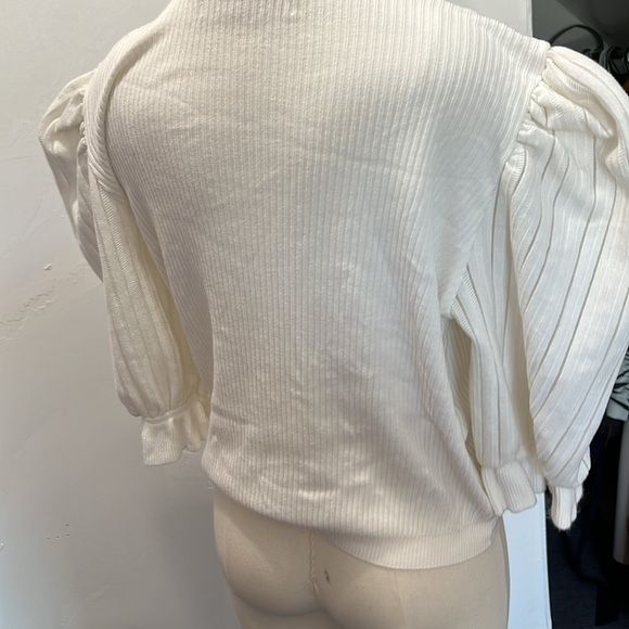 Maria pavan white sweater size g puff sleeve - Picture 9 of 12